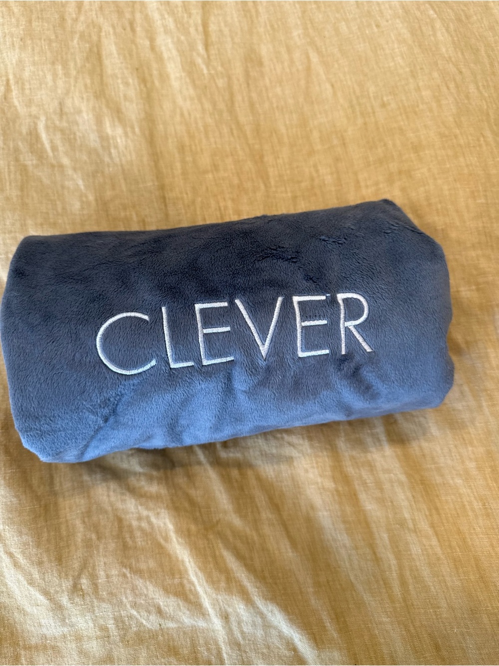 ⚡️CLEVER Grey Plush Blanket - Embroidered Logo